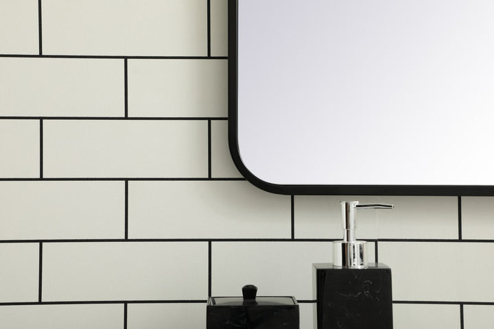 Soft Corner Metal Rectangular Mirror 30X36 Inch In Black