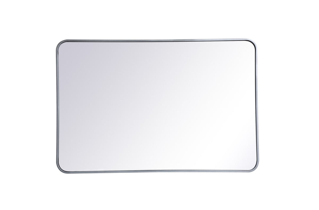 Soft Corner Metal Rectangular Mirror 28X42 Inch In Silver by Elegant Decor