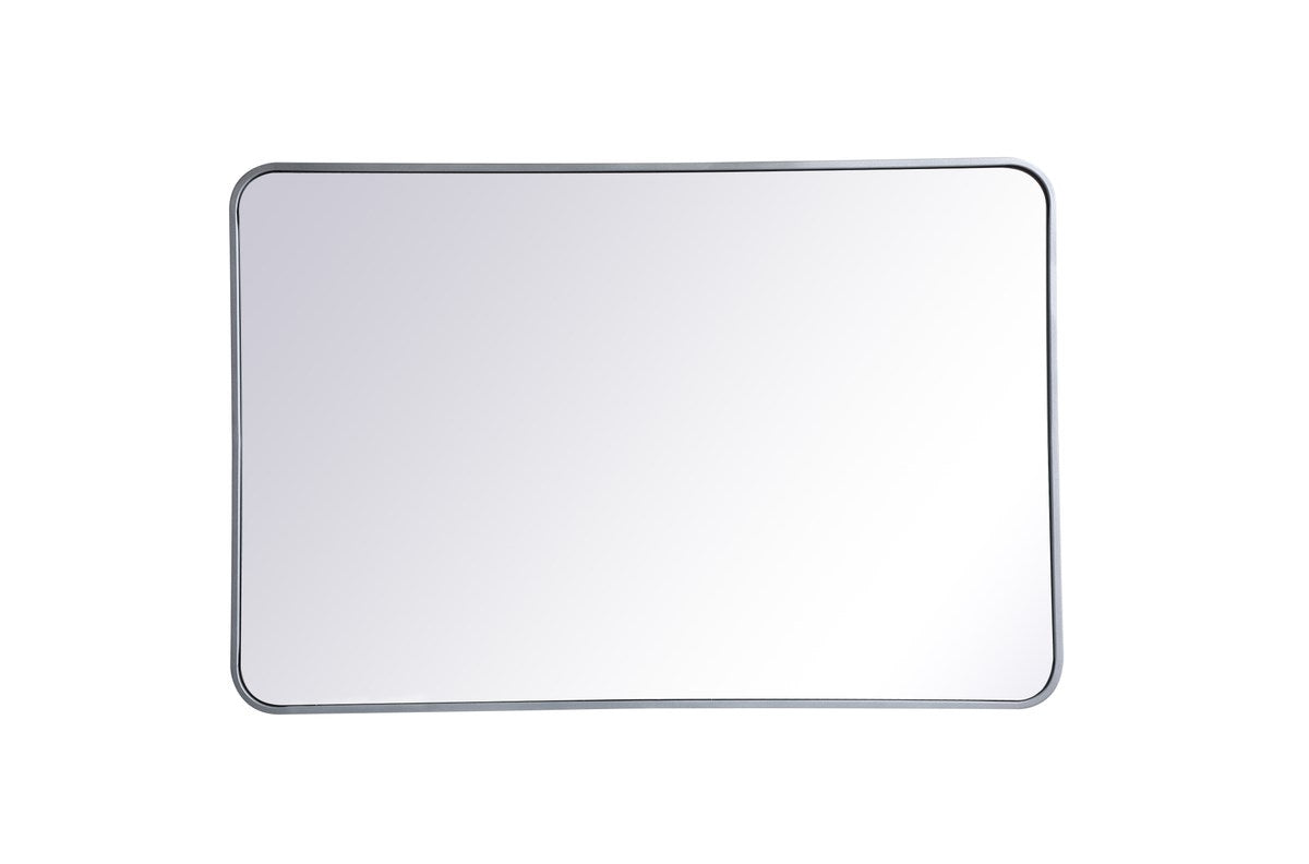 Soft Corner Metal Rectangular Mirror 28X42 Inch In Silver by Elegant Decor