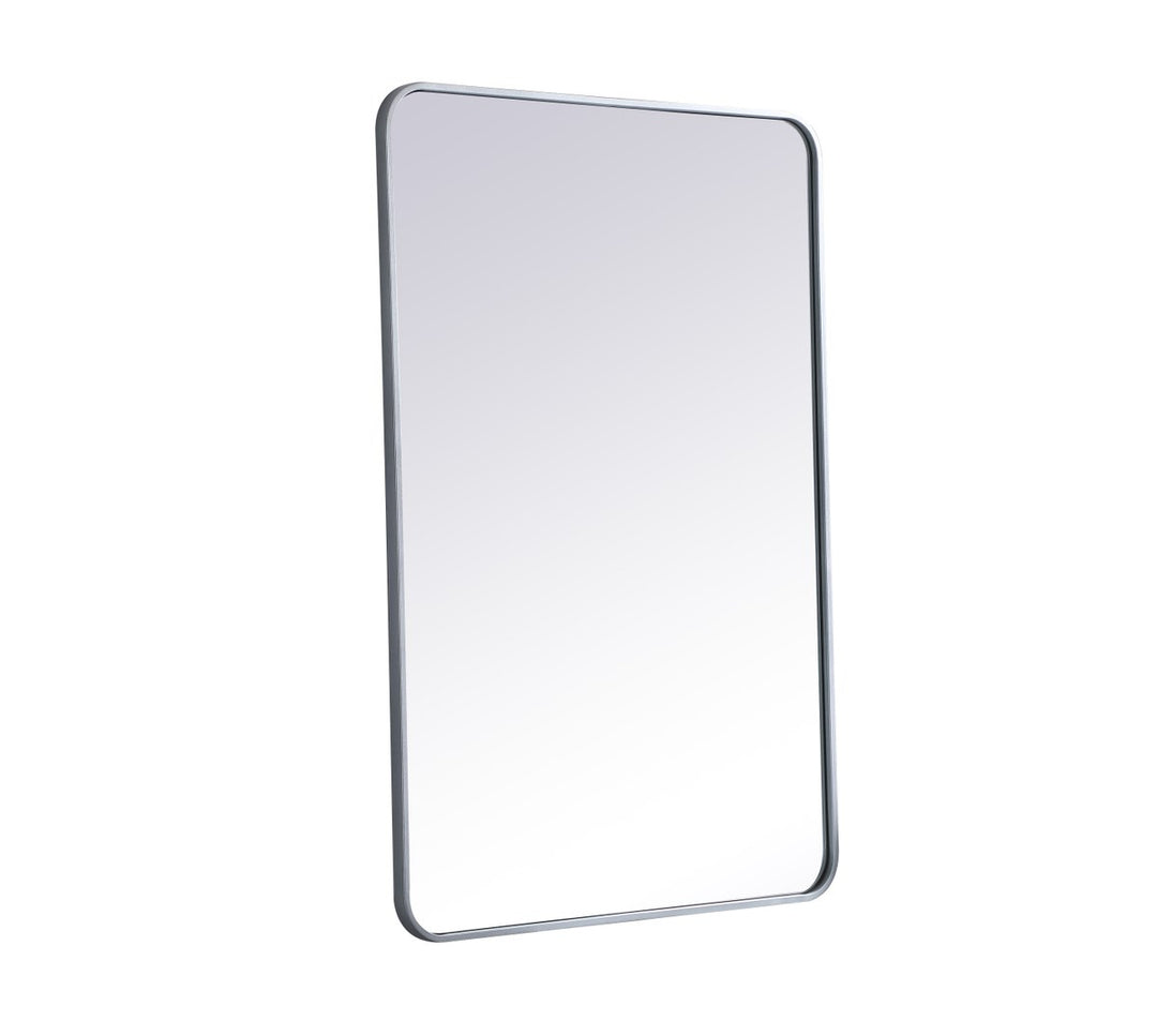 Soft Corner Metal Rectangular Mirror 28X42 Inch In Silver