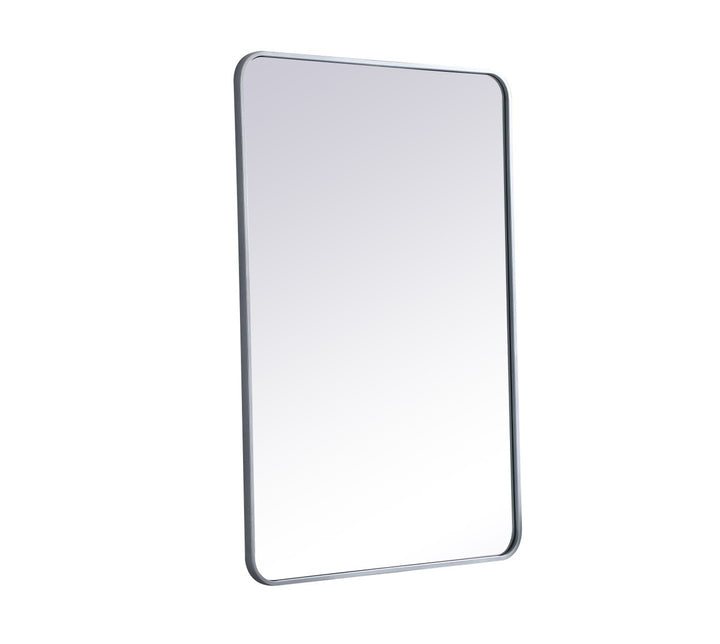 Soft Corner Metal Rectangular Mirror 28X42 Inch In Silver