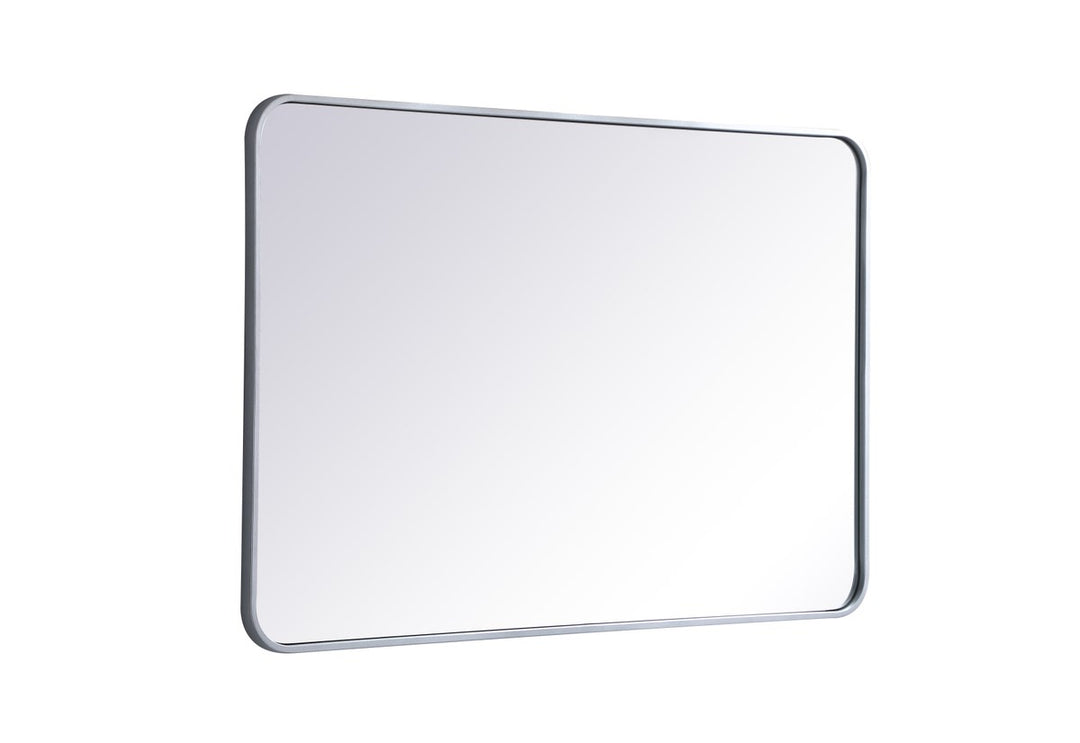 Soft Corner Metal Rectangular Mirror 28X42 Inch In Silver