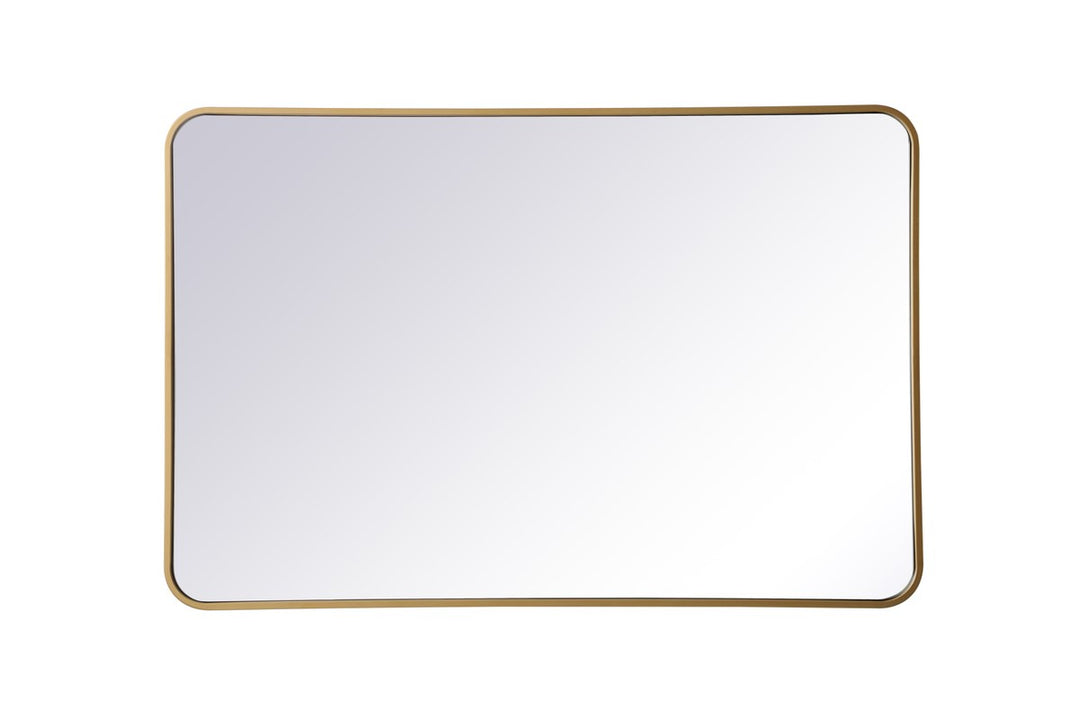 Soft Corner Metal Rectangular Mirror 28X42 Inch In Brass by Elegant Decor