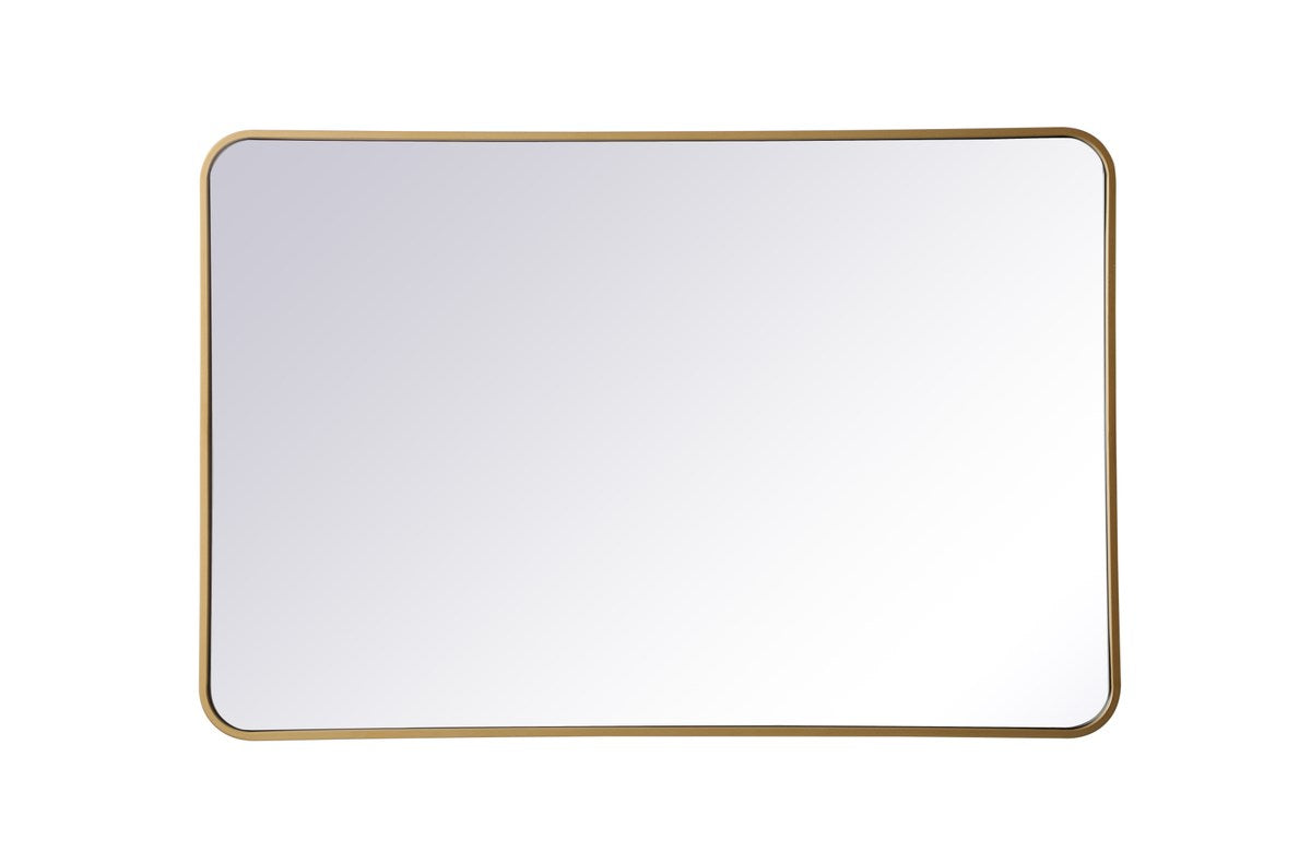Soft Corner Metal Rectangular Mirror 28X42 Inch In Brass by Elegant Decor