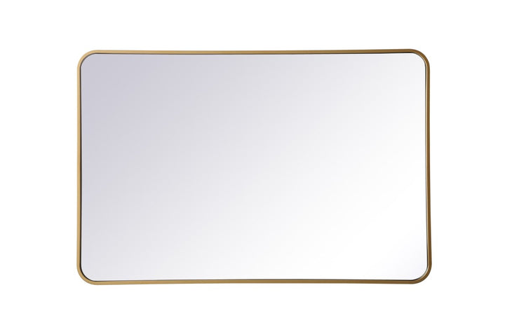 Soft Corner Metal Rectangular Mirror 28X42 Inch In Brass by Elegant Decor