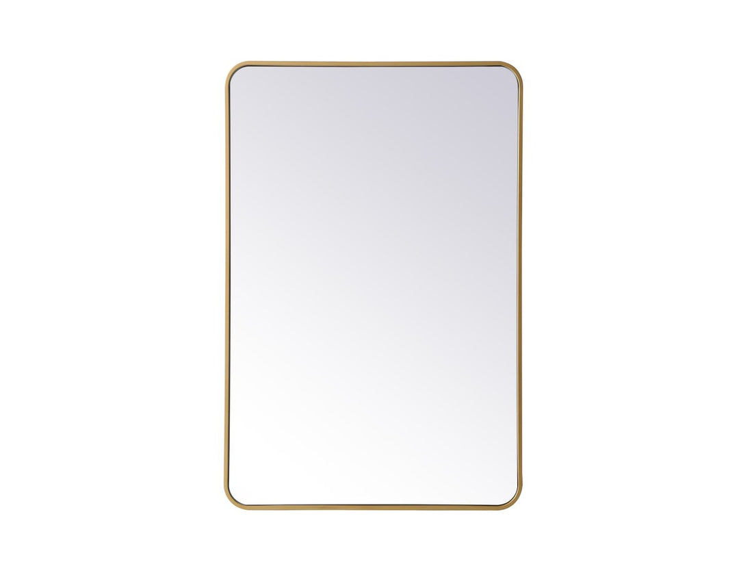 Soft Corner Metal Rectangular Mirror 28X42 Inch In Brass