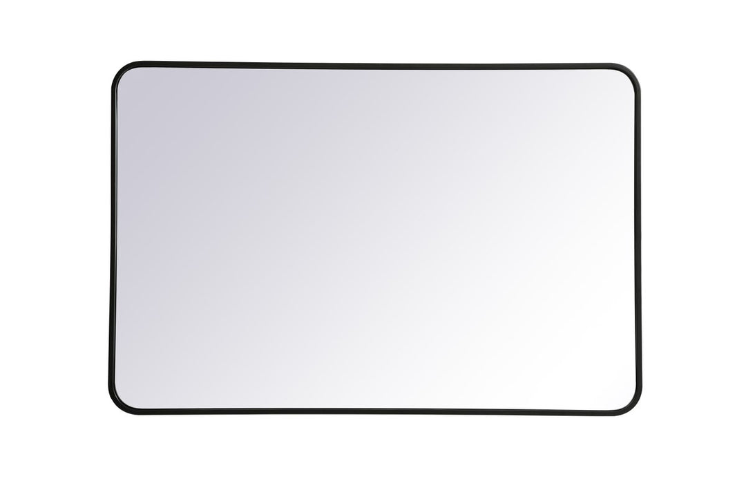 Soft Corner Metal Rectangular Mirror 28X42 Inch In Black by Elegant Decor