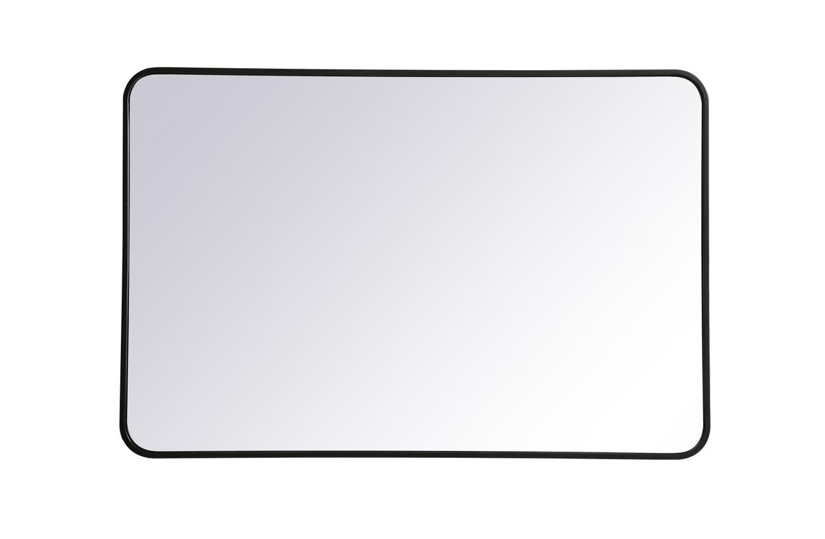 Soft Corner Metal Rectangular Mirror 28X42 Inch In Black by Elegant Decor