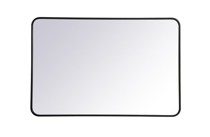 Soft Corner Metal Rectangular Mirror 28X42 Inch In Black by Elegant Decor