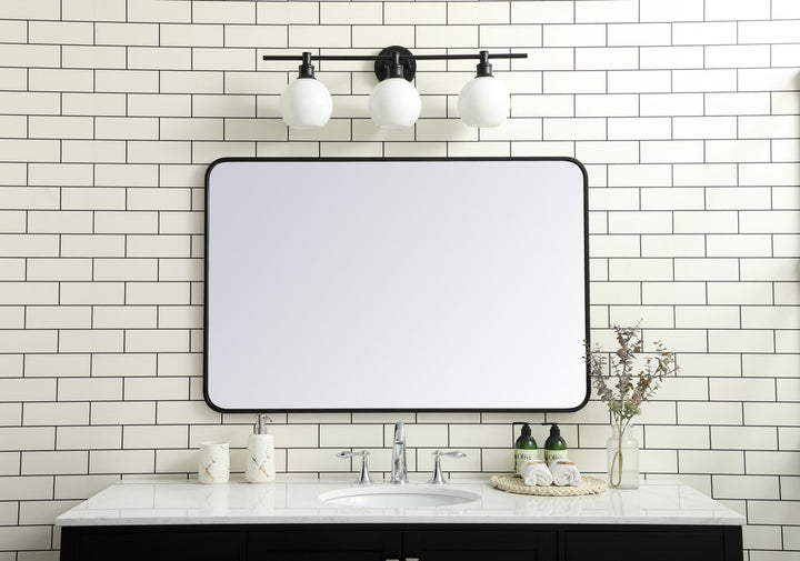 Soft Corner Metal Rectangular Mirror 28X42 Inch In Black