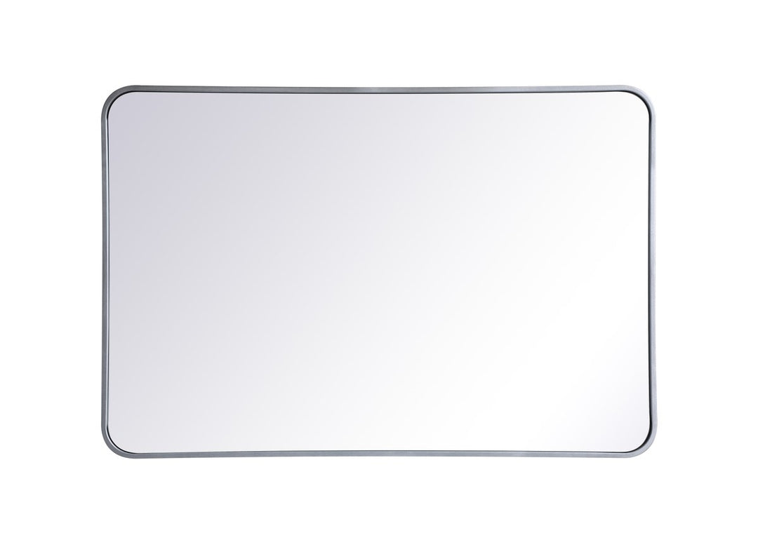 Soft Corner Metal Rectangular Mirror 27X40 Inch In Silver by Elegant Decor