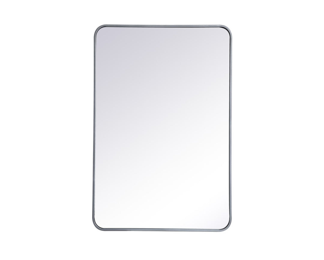 Soft Corner Metal Rectangular Mirror 27X40 Inch In Silver