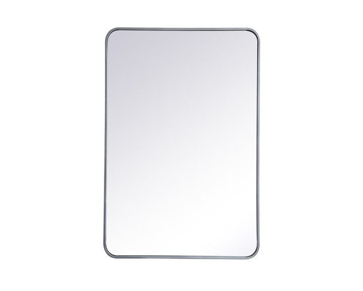 Soft Corner Metal Rectangular Mirror 27X40 Inch In Silver