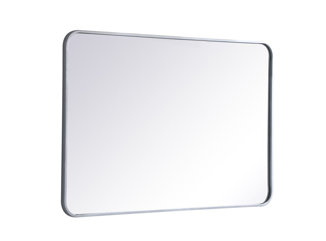 Soft Corner Metal Rectangular Mirror 27X40 Inch In Silver