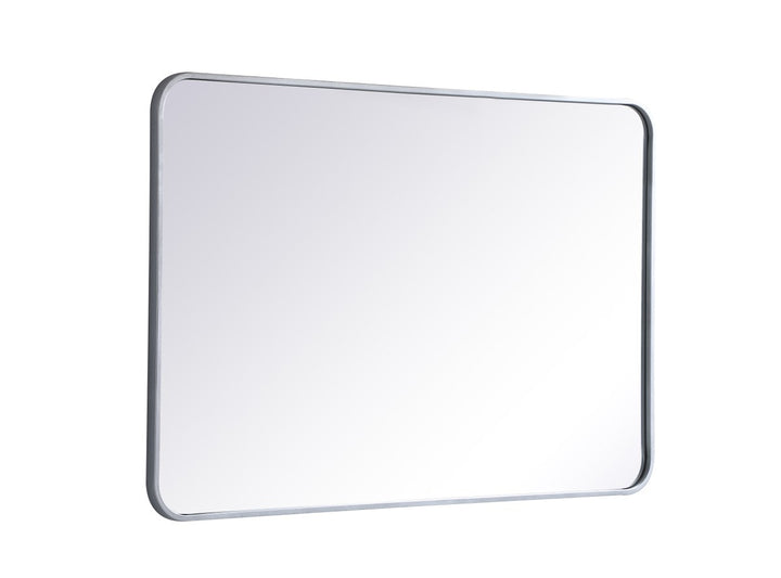 Soft Corner Metal Rectangular Mirror 27X40 Inch In Silver