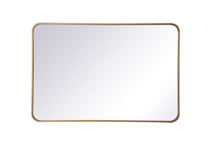 Soft Corner Metal Rectangular Mirror 27X40 Inch In Brass by Elegant Decor