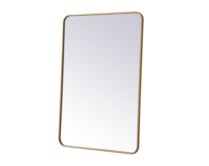 Soft Corner Metal Rectangular Mirror 27X40 Inch In Brass