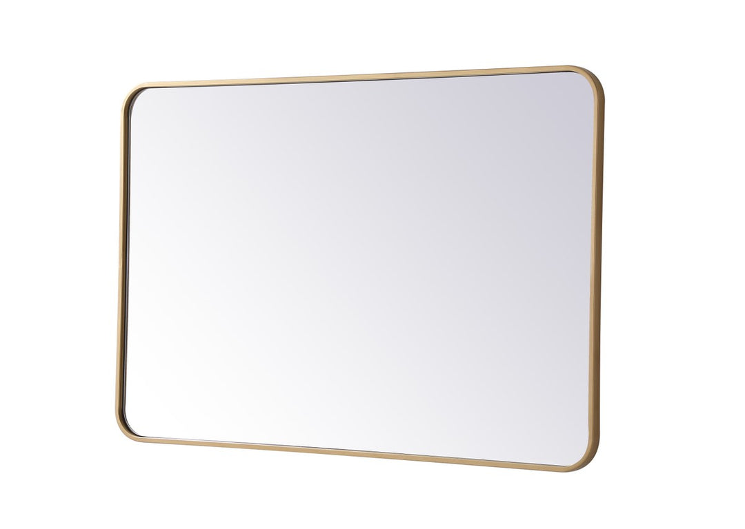 Soft Corner Metal Rectangular Mirror 27X40 Inch In Brass