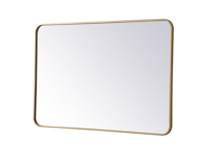 Soft Corner Metal Rectangular Mirror 27X40 Inch In Brass