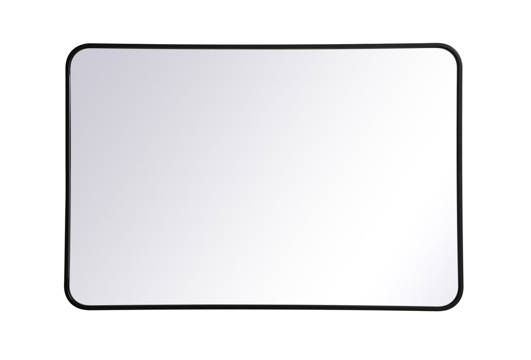Soft Corner Metal Rectangular Mirror 27X40 Inch In Black by Elegant Decor