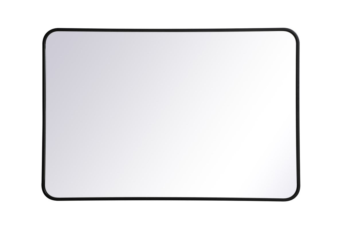 Soft Corner Metal Rectangular Mirror 27X40 Inch In Black by Elegant Decor
