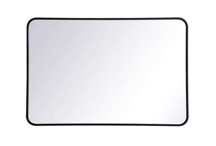 Soft Corner Metal Rectangular Mirror 27X40 Inch In Black by Elegant Decor