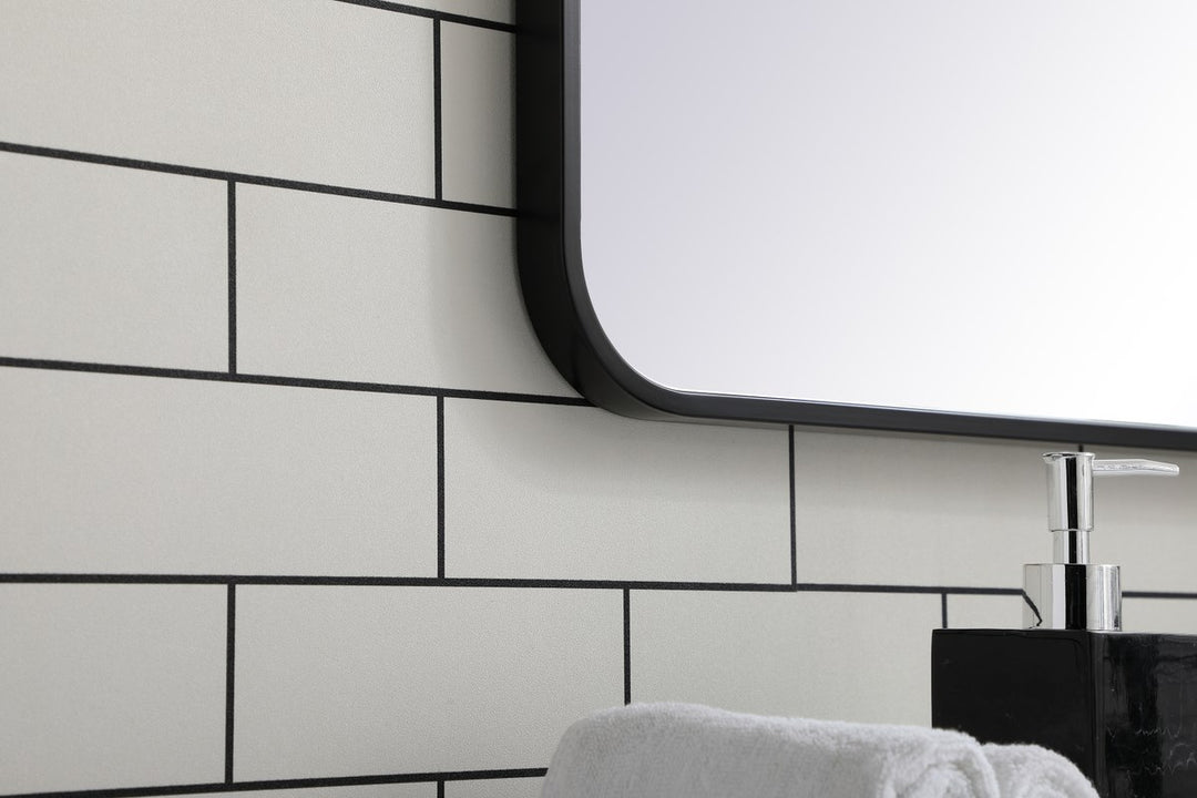 Soft Corner Metal Rectangular Mirror 27X40 Inch In Black