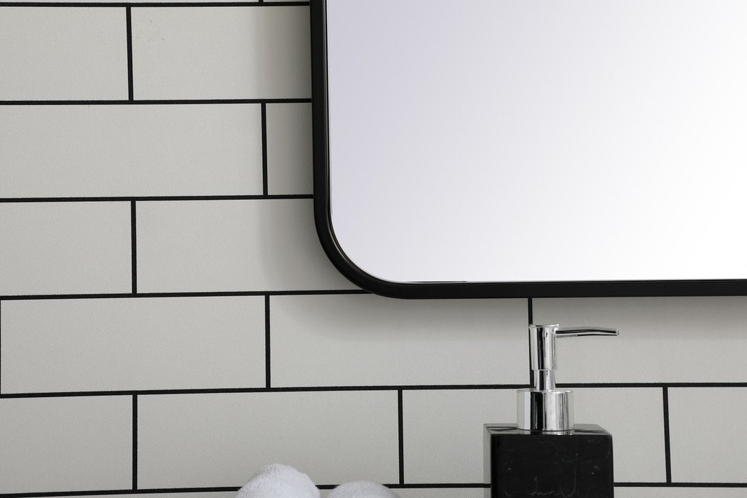 Soft Corner Metal Rectangular Mirror 27X40 Inch In Black