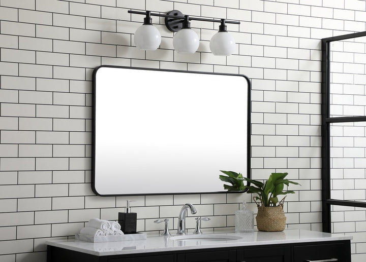 Soft Corner Metal Rectangular Mirror 27X40 Inch In Black
