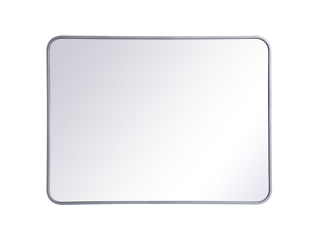 Soft Corner Metal Rectangular Mirror 27X36 Inch In Silver by Elegant Decor