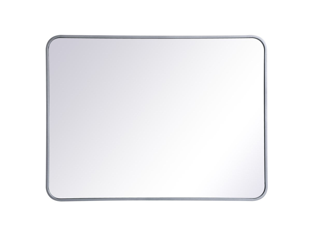 Soft Corner Metal Rectangular Mirror 27X36 Inch In Silver by Elegant Decor