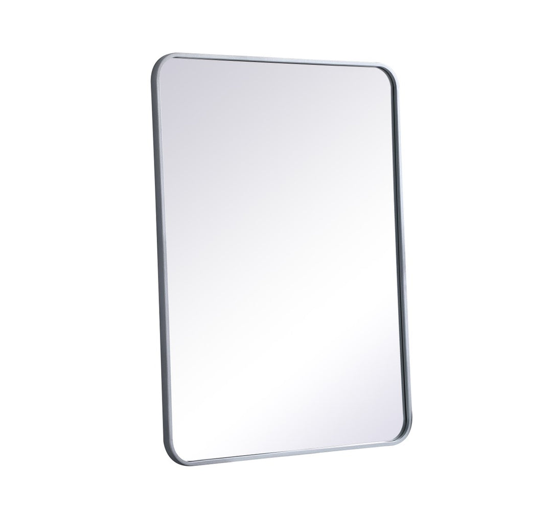 Soft Corner Metal Rectangular Mirror 27X36 Inch In Silver