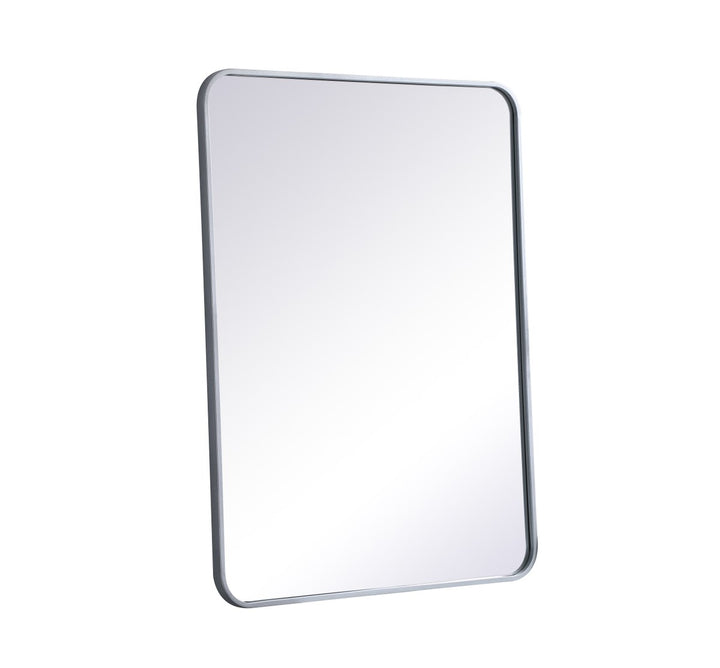 Soft Corner Metal Rectangular Mirror 27X36 Inch In Silver