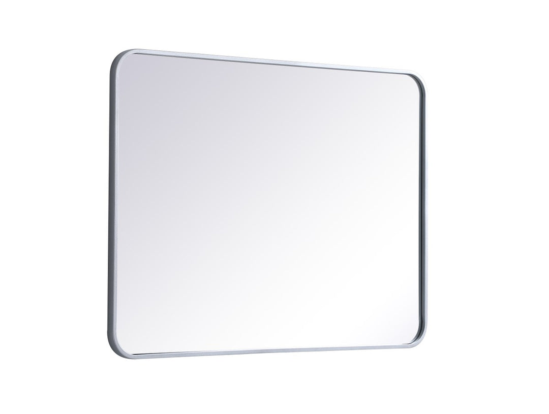 Soft Corner Metal Rectangular Mirror 27X36 Inch In Silver