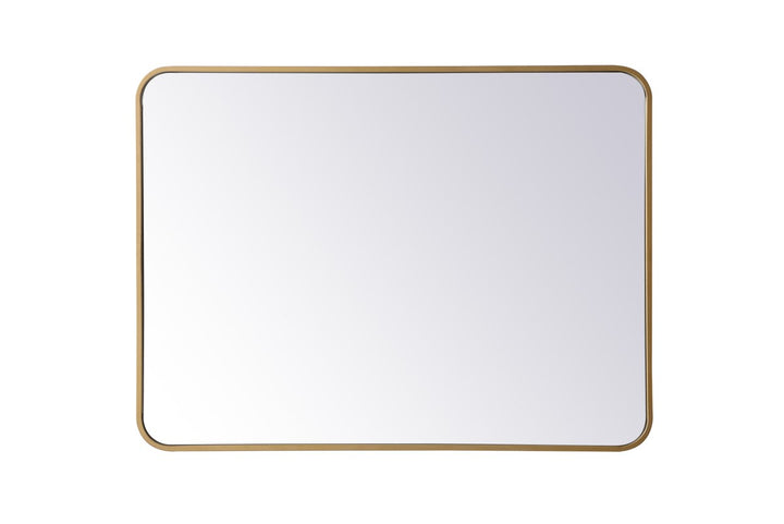 Soft Corner Metal Rectangular Mirror 27X36 Inch In Brass by Elegant Decor