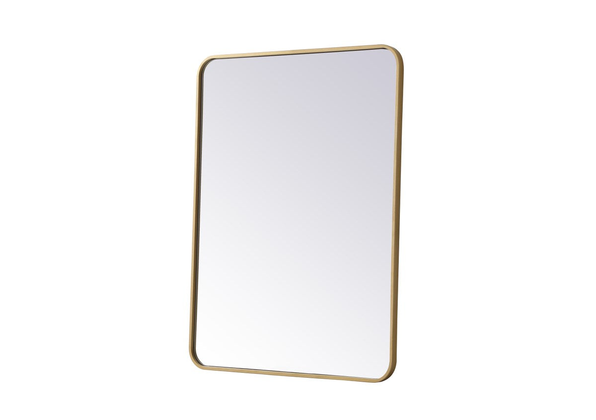 Soft Corner Metal Rectangular Mirror 27X36 Inch In Brass
