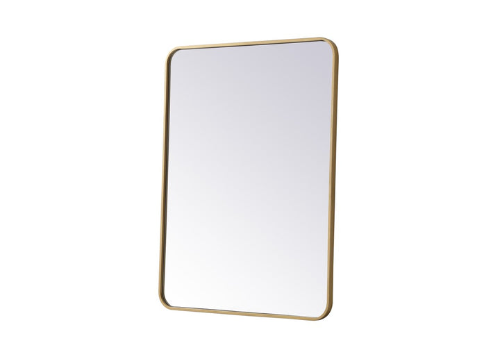 Soft Corner Metal Rectangular Mirror 27X36 Inch In Brass