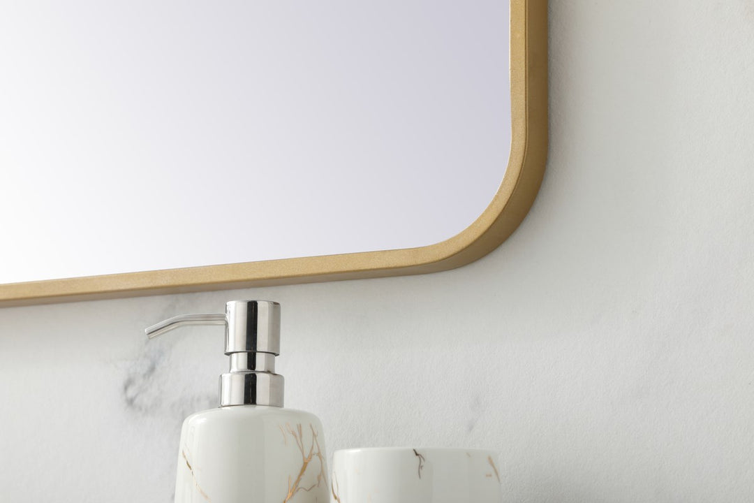 Soft Corner Metal Rectangular Mirror 27X36 Inch In Brass