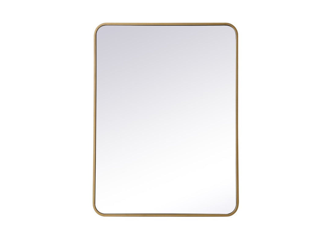 Soft Corner Metal Rectangular Mirror 27X36 Inch In Brass
