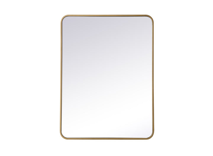 Soft Corner Metal Rectangular Mirror 27X36 Inch In Brass