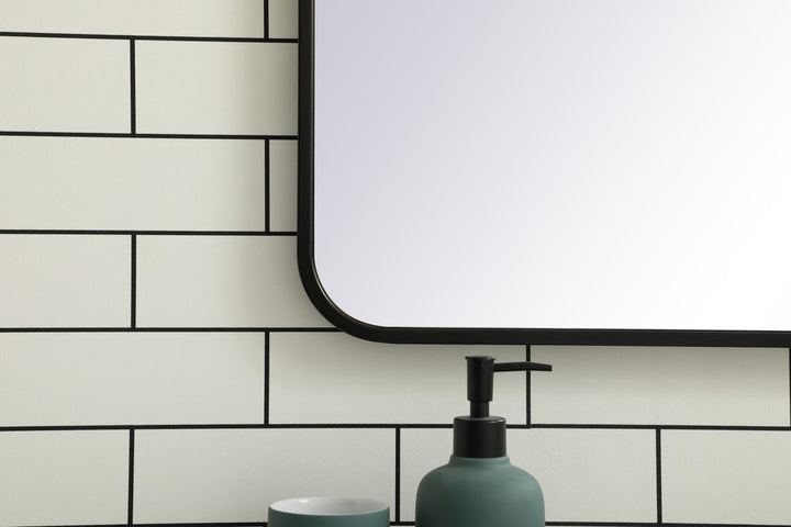 Soft Corner Metal Rectangular Mirror 27X36 Inch In Black