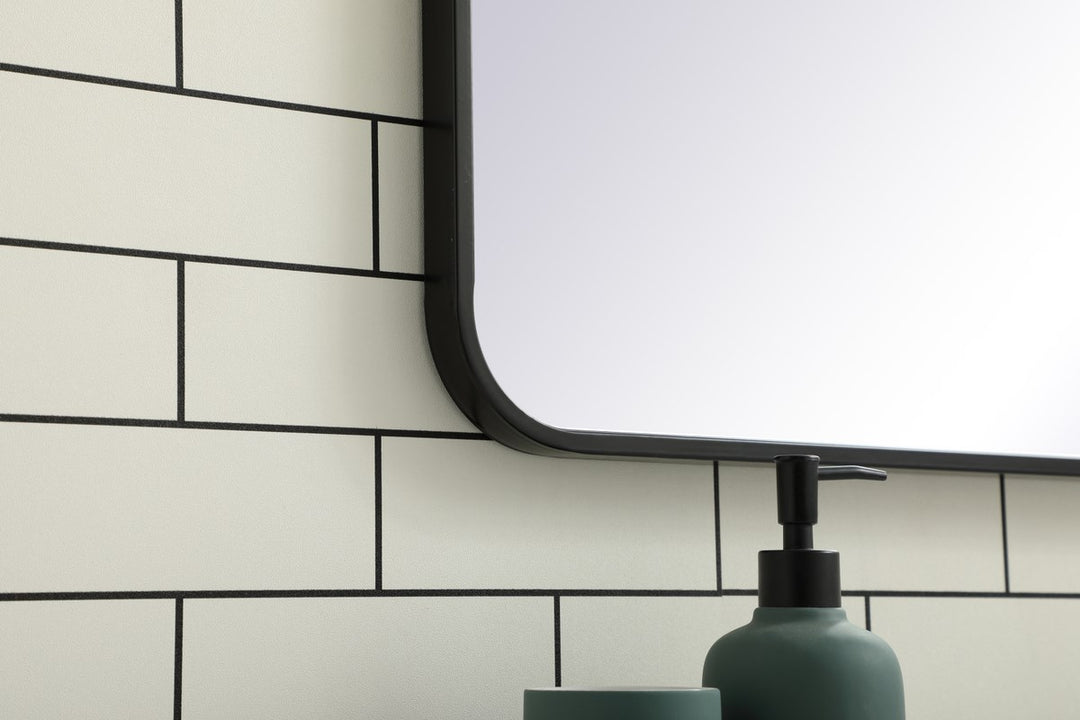 Soft Corner Metal Rectangular Mirror 27X36 Inch In Black