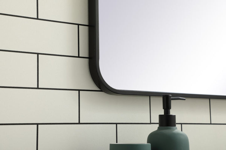 Soft Corner Metal Rectangular Mirror 27X36 Inch In Black