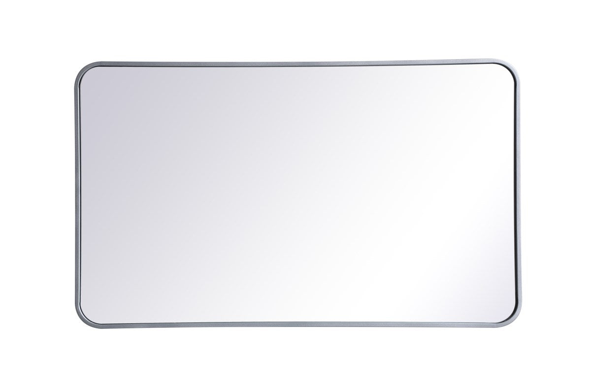 Soft Corner Metal Rectangular Mirror 24X40 Inch In Silver by Elegant Decor