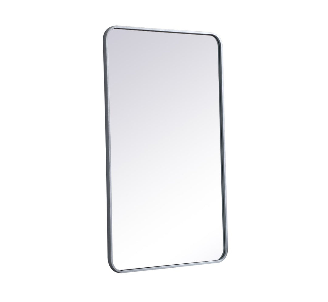 Soft Corner Metal Rectangular Mirror 24X40 Inch In Silver