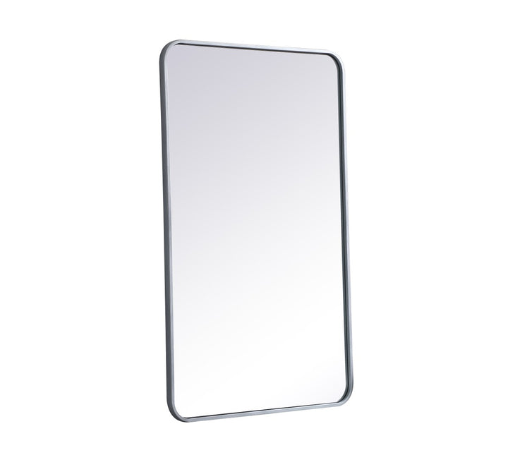 Soft Corner Metal Rectangular Mirror 24X40 Inch In Silver