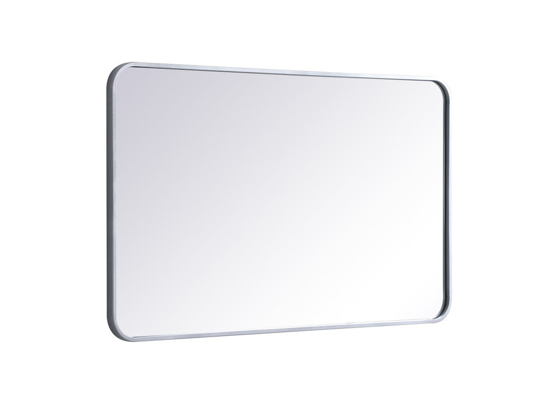 Soft Corner Metal Rectangular Mirror 24X40 Inch In Silver