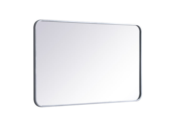 Soft Corner Metal Rectangular Mirror 24X40 Inch In Silver