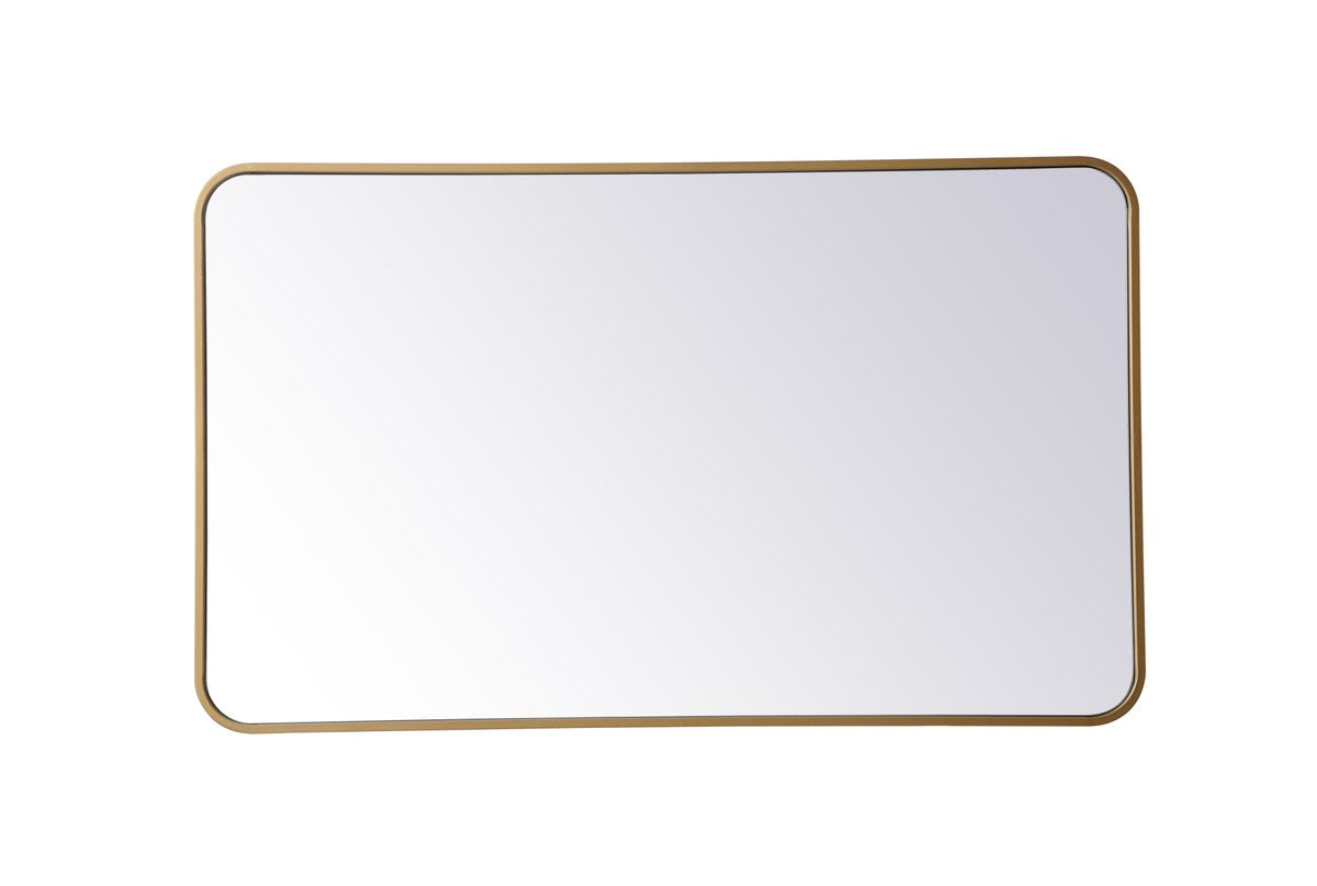 Soft Corner Metal Rectangular Mirror 24X40 Inch In Brass by Elegant Decor