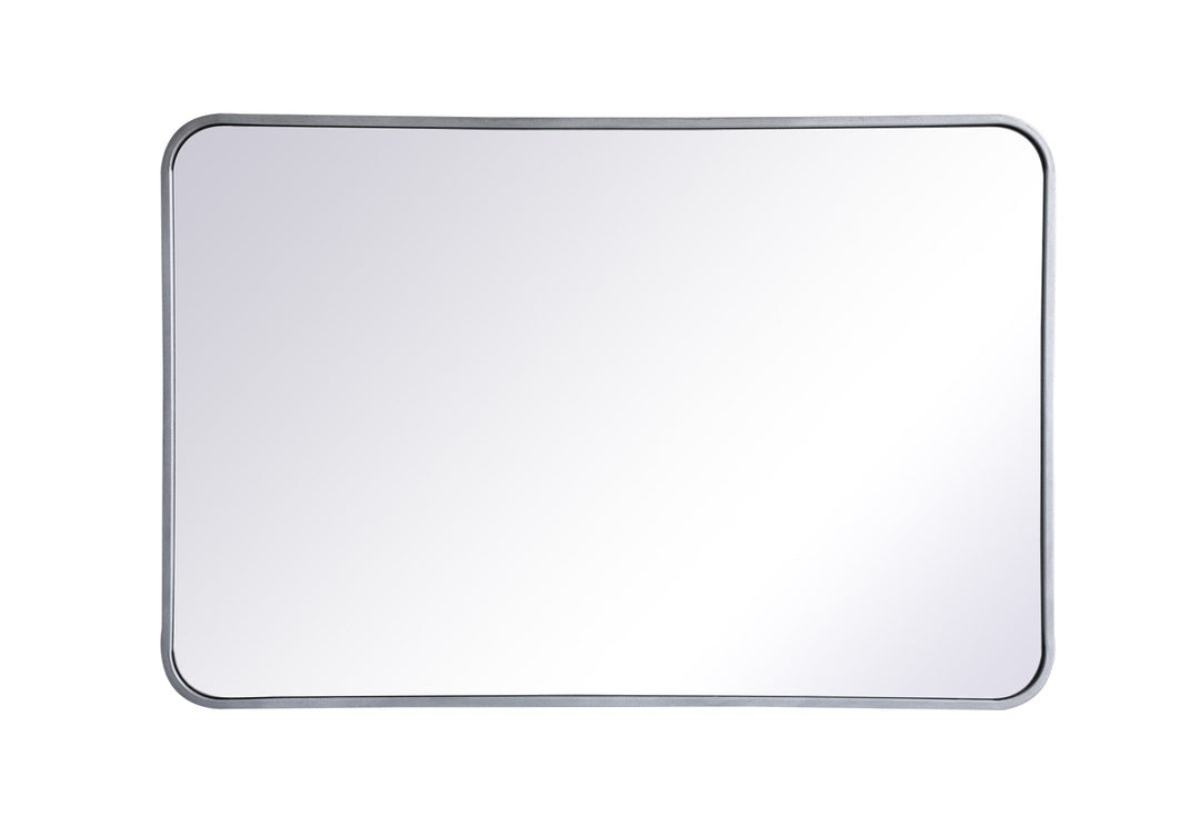 Soft Corner Metal Rectangular Mirror 24X36 Inch In Silver by Elegant Decor